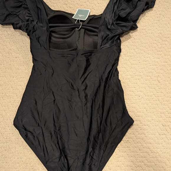 NWT Eomenie Tummy Control One Piece Swimsuit Women's Large Black - Picture 4 of 4